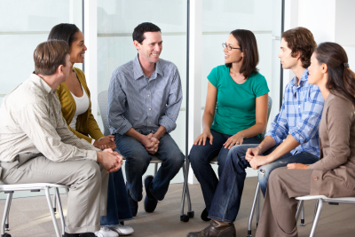 group of people talking